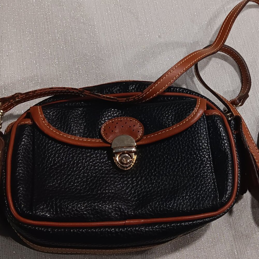 Vintage Dooney? style Pebbled Raw Leather crossbody tassel fringe purse bag